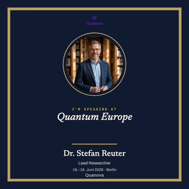 Klassisches Event-Badge mit Rahmen zu Quantum Europe