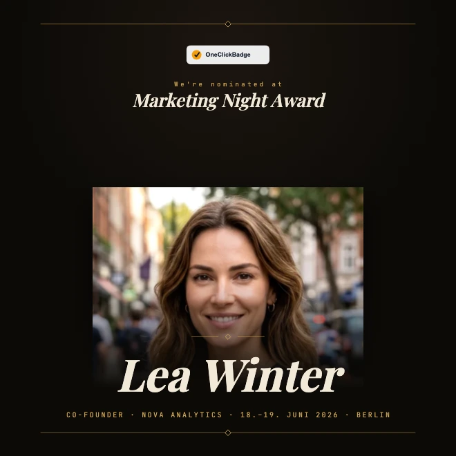 Dunkles festliches Nominierungs-Badge zum Marketing Night Award