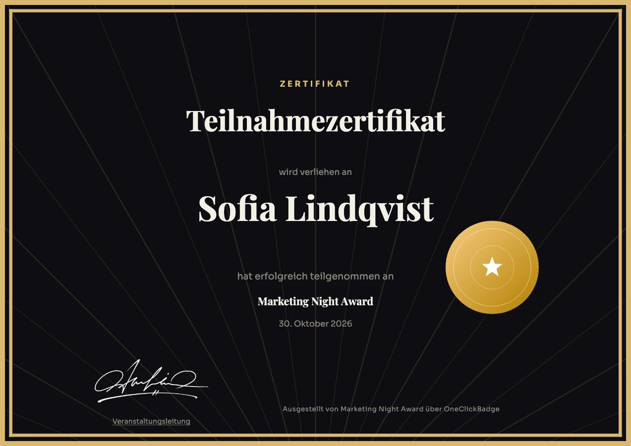 Dunkle Gala-Vorlage mit Goldsiegel für einen Award-Abend