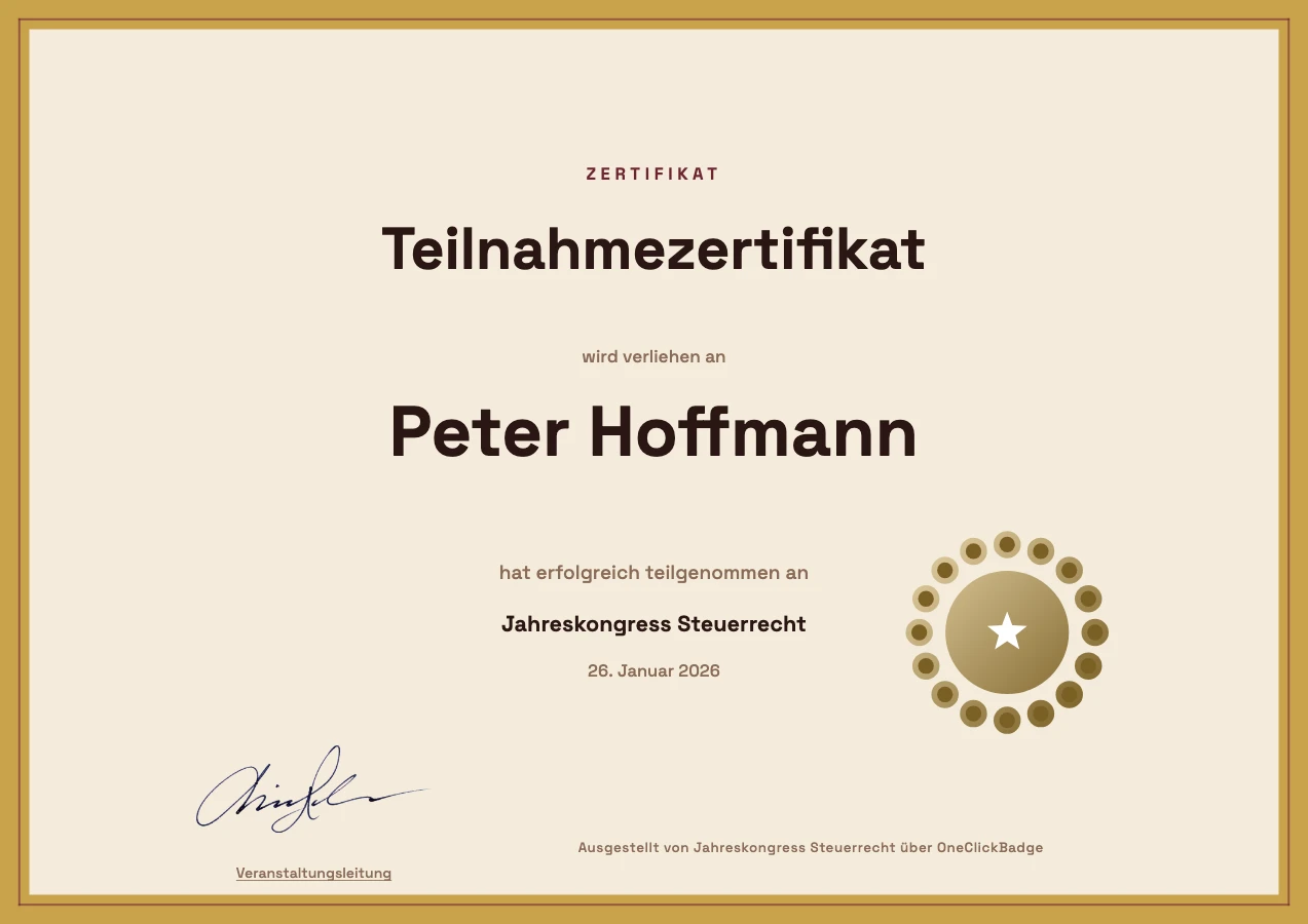 Zertifikat-Vorlage mit Ornament-Rahmen und Punktsiegel
