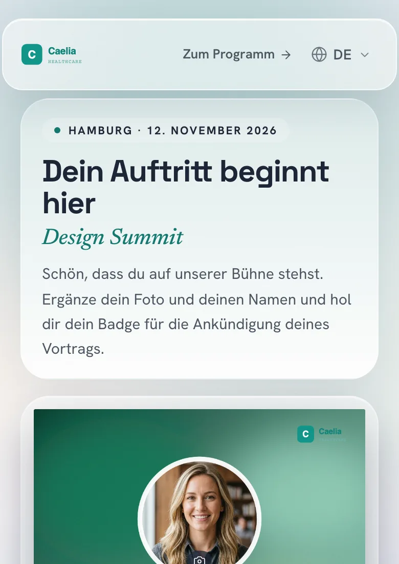 Dieselbe Empfänger-Seite im Farbstil Aus deinem Badge mit hellem Kopf in der Akzentfarbe